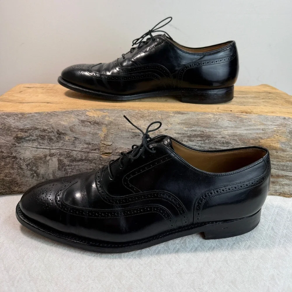 Johnston & Murphy Limited Mens 11 D Black Leather Wingtip Oxford Shoes 24-93210